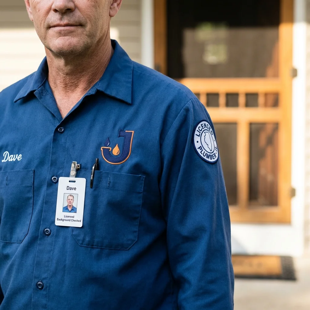 Licensed plumber showing ID badge in Fort Scott, KS