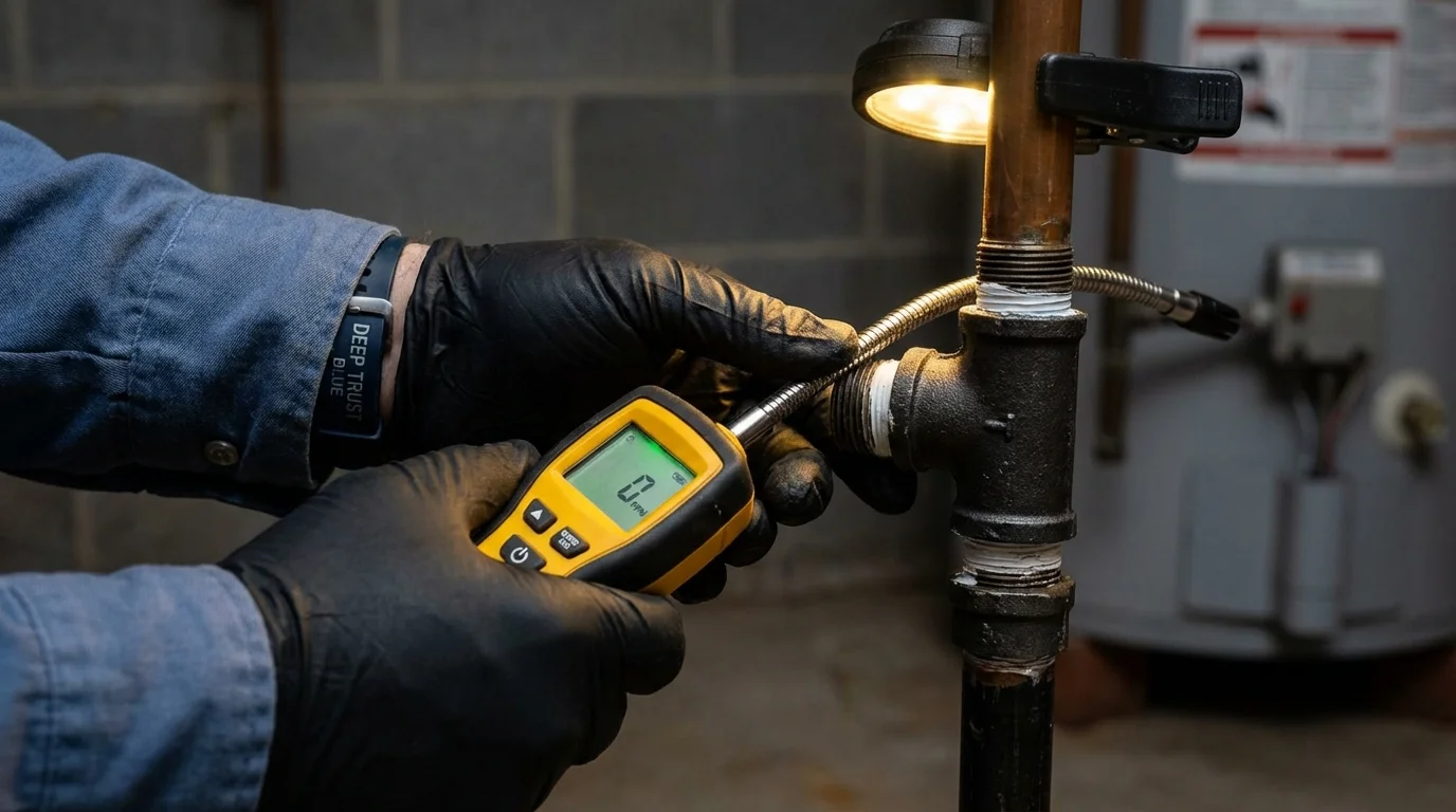 Gas leak detection with electronic sniffer by Johns Plumbing LLC in Fort Scott